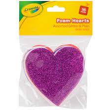 Crayola Foam Plain & Glitter Assorted Colour Hearts RRP £1 CLEARANCE XL 99p